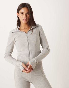 GINA TRICOT Gina Tricot sculpting zip up athletic jacket in light gray - part of a set