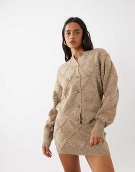 GINA TRICOT Gina Tricot set knitted skirt in beige melange-NEUTRAL