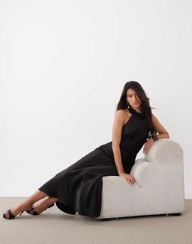GINA TRICOT Gina Tricot shawl halterneck maxi dress in black
