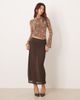 GINA TRICOT Gina Tricot sheer midi skirt in brown - 1
