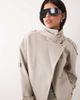 GINA TRICOT Gina Tricot short high funnel neck bomber style jacket with wool in dark brown - 1