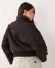 GINA TRICOT Gina Tricot short high funnel neck bomber style jacket with wool in light beige-WHITE - 3