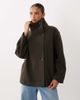 GINA TRICOT Gina Tricot short high funnel neck jacket with wool in dark green - 1