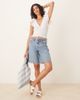GINA TRICOT Gina Tricot short sleeve frill v neck top in white and blue print - 1