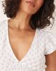 GINA TRICOT Gina Tricot short sleeve frill v neck top in white and blue print - 3