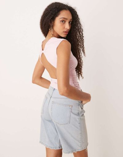 GINA TRICOT Gina Tricot short sleeve open back top in pink