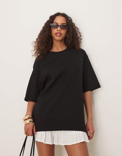 GINA TRICOT Gina Tricot short sleeve oversized t-shirt in black