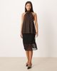GINA TRICOT Gina Tricot sleeveless mesh scarf top in polka dot-Brown - 3