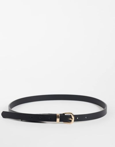 GINA TRICOT Gina Tricot slim belt in black with gold buckle