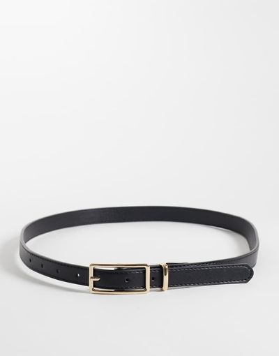 GINA TRICOT Gina tricot slim belt with gold-tone buckle in black