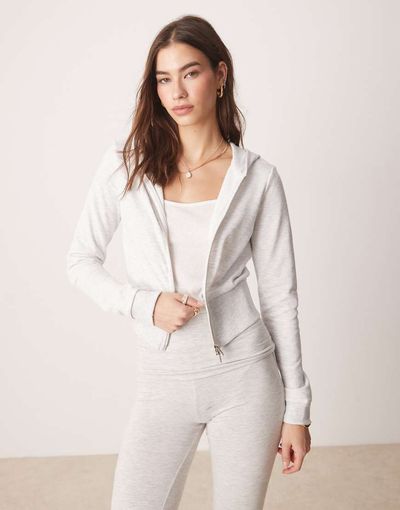 GINA TRICOT GINA TRICOT slim fit zip up hoodie in light heather gray