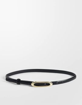GINA TRICOT Gina Tricot slim waist belt with oval buckle detail-Black