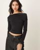 GINA TRICOT Gina Tricot slinky jersey off-shoulder long sleeve top in black - 1