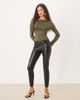 GINA TRICOT Gina Tricot slinky jersey off the shoulder long sleeve top in olive green - 4