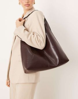 GINA TRICOT Gina Tricot slouchy tote bag in chocolate brown