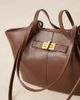 GINA TRICOT Gina Tricot small faux leather tote bag with strap and clutch detail in dark brown - 2