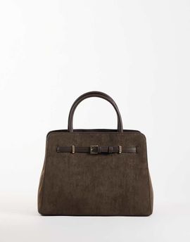 GINA TRICOT Gina Tricot small faux suede top handle bag in brown