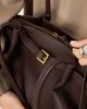 GINA TRICOT Gina Tricot small fold detail tote bag in dark brown - 3