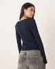 GINA TRICOT Gina Tricot soft touch long sleeve top with scoop neck and split cuffs in navy - 4