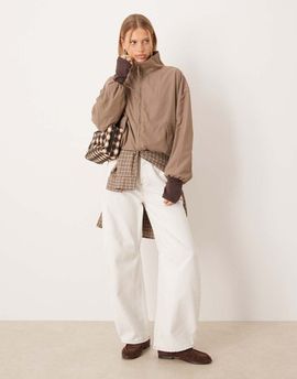 GINA TRICOT Gina Tricot sporty short windbreaker jacket in espresso brown