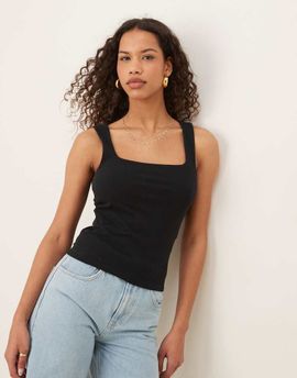 GINA TRICOT Gina Tricot square neck tank top in black