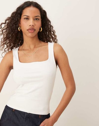 GINA TRICOT Gina Tricot square neck tank top in white