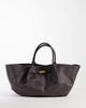 GINA TRICOT Gina Tricot structured straw effect tote in dark brown - 1