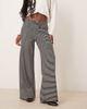 GINA TRICOT Gina Tricot supersoft jersey wide leg pants with drawstring waist in black and white stripes-Multi - 1