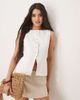 GINA TRICOT Gina Tricot tailored longline boatneck vest in white - 1