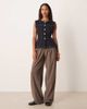 GINA TRICOT Gina Tricot tailored sculpted waist shaped denim tank top in dark wash indigo rinse-Blue - 3