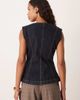 GINA TRICOT Gina Tricot tailored sculpted waist shaped denim tank top in dark wash indigo rinse-Blue - 4