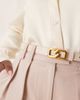 GINA TRICOT Gina Tricot thin gold chain buckle belt in light beige-Neutral - 3