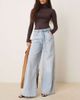 GINA TRICOT Gina Tricot tie detail wide leg jeans in light blue - 1