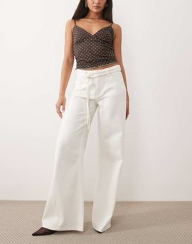 GINA TRICOT Gina Tricot tie detail wide leg jeans in white