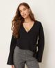 GINA TRICOT Gina Tricot v-neck knit wrap cardigan with wide sleeves in black - 4