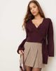 GINA TRICOT Gina Tricot v-neck knit wrap cardigan with wide sleeves in dark burgundy-Red - 1