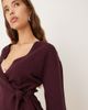 GINA TRICOT Gina Tricot v-neck knit wrap cardigan with wide sleeves in dark burgundy-Red - 4
