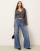 GINA TRICOT Gina Tricot v-neck knit wrap cardigan with wide sleeves in dark heather gray - 2