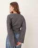 GINA TRICOT Gina Tricot v-neck knit wrap cardigan with wide sleeves in dark heather gray - 3