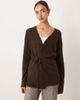 GINA TRICOT Gina Tricot V-neck mid length knit wool alpaca wrap cardigan in brown - 1