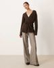 GINA TRICOT Gina Tricot V-neck mid length knit wool alpaca wrap cardigan in brown - 3
