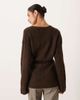 GINA TRICOT Gina Tricot V-neck mid length knit wool alpaca wrap cardigan in brown - 4