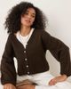 GINA TRICOT Gina Tricot v neck knit wool alpaca cardigan in brown - 1