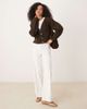 GINA TRICOT Gina Tricot v neck knit wool alpaca cardigan in brown - 2