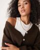 GINA TRICOT Gina Tricot v neck knit wool alpaca cardigan in brown - 3