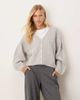 GINA TRICOT Gina Tricot v neck knit wool alpaca cardigan in light gray melange - 1