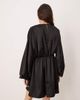 GINA TRICOT Gina Tricot v neck satin batwing sleeve mini dress with wrap front detail in black - 4