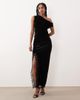 GINA TRICOT Gina Tricot velvet maxi skirt with lace side slit in black - part of a set - 1