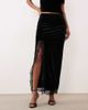 GINA TRICOT Gina Tricot velvet maxi skirt with lace side slit in black - part of a set - 2