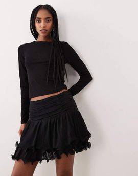 GINA TRICOT Gina Tricot wave edge mini skirt in black